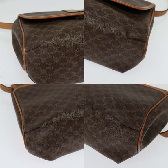 CELINE Macadam Canvas Shoulder Bag Pvc Brown Gold - Picture 10 of 12